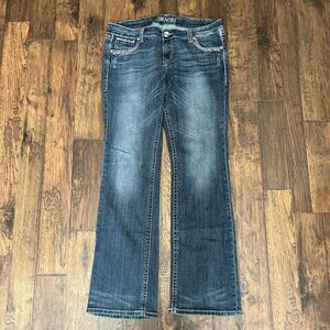 Grace in LA Jeans Womens Sz 31 medium Wash Embellished Pockets Boot Cut bejewel